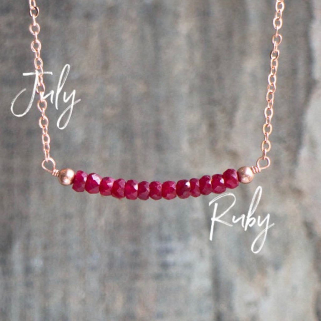 Ruby Necklace In 14k Gold Filled Dainty Gemstone